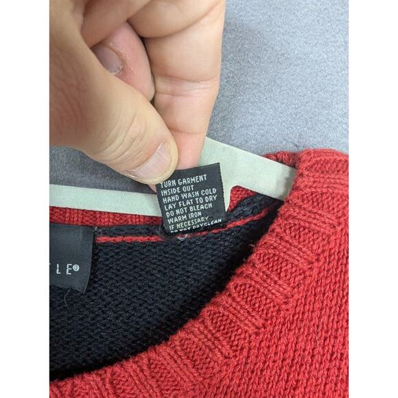 Carole Little Sweater Women's Large Red Black Breaded Fringe Embroidered Vintage - Picture 5 of 8